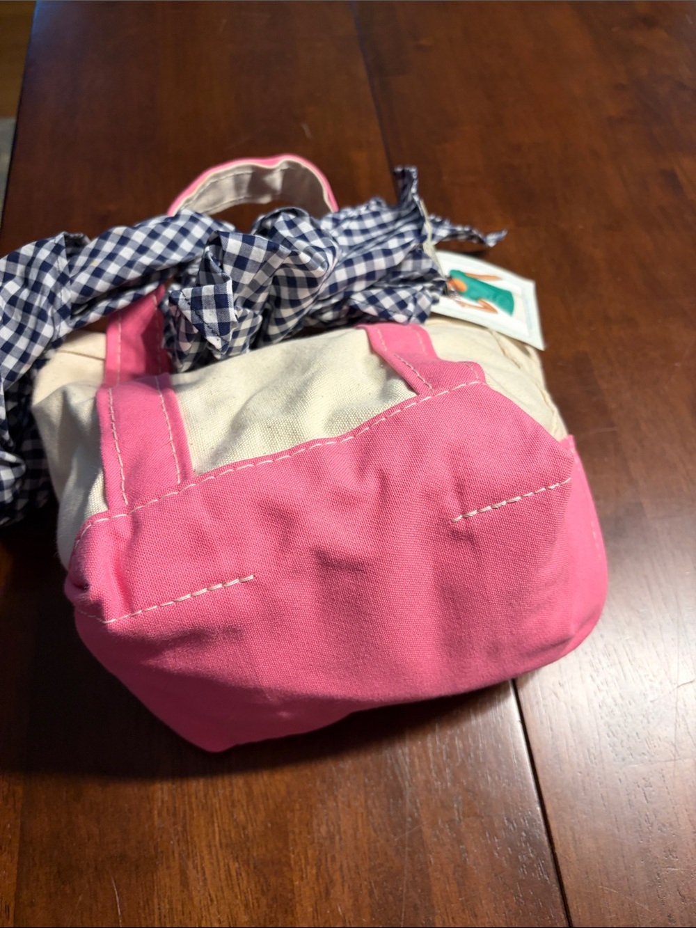L.L. Bean Canvas Tote Bag in Natural and Pink w scarf - Picture 5 of 7